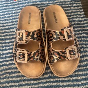 Mini Melissa Brown and Black Leopard Print Sandals